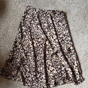Sienna Sky Leopard Print A-Line Midi Skirt in Brown and Black